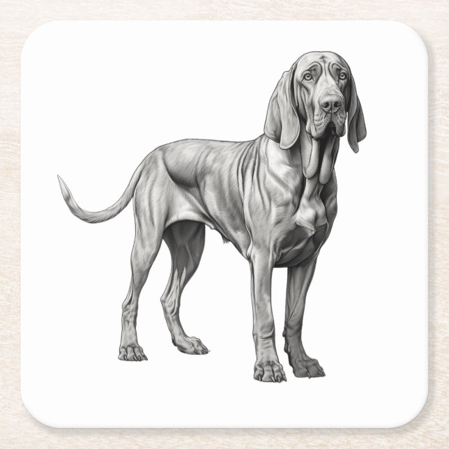 Bloodhounds Dog artwork Square Paper Coaster (Front)