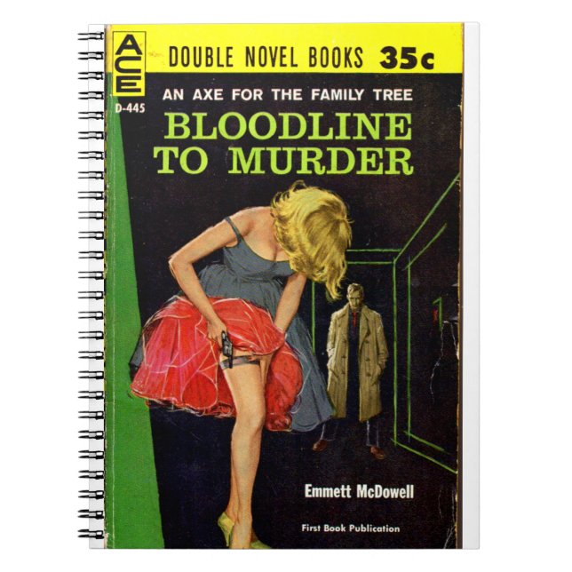 Bloodline to Murder pulp cover Spiral Notebook (Front)