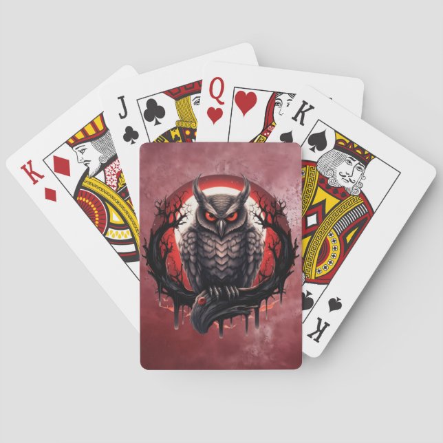 Bloodmoon Horned Owl Playing Cards (Back)
