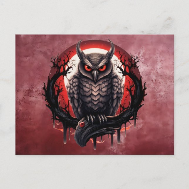 Bloodmoon Horned Owl Postcard (Front)