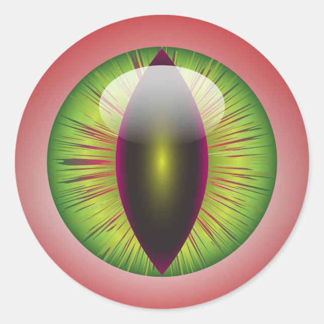 Bloodshot Eyeball Green Iris Slit Pupil Classic Round Sticker (Front)