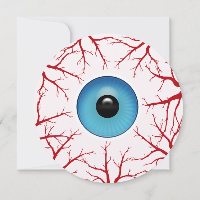 Bloodshot Eyeball Round Halloween Party Invitation (Back)