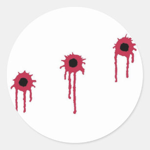 BLOODY BULLET HOLES CLASSIC ROUND STICKER