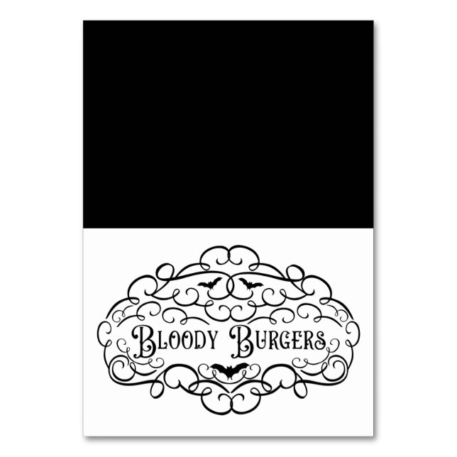 Bloody Burgers Vintage Halloween Food Tent Table Number (Front)