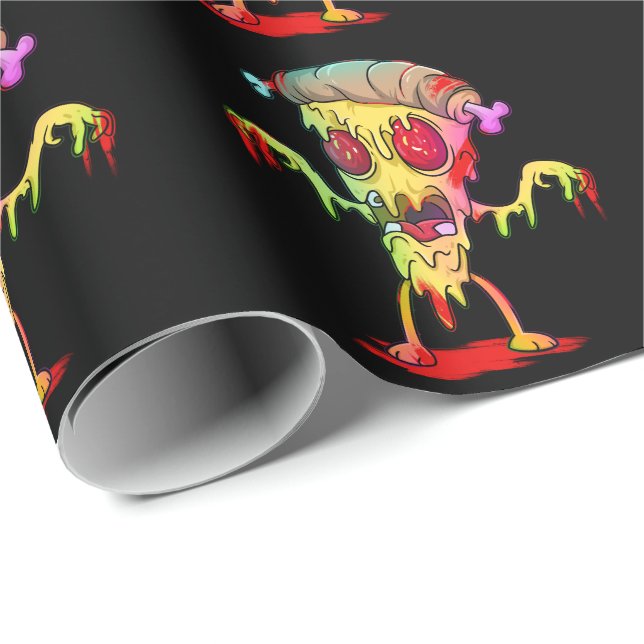  Bloody Cute Zombie Pizza slice Wrapping Paper (Roll Corner)