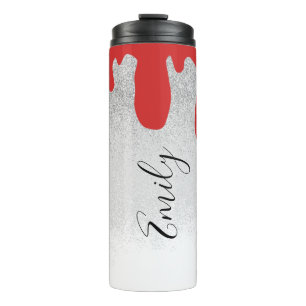 Bloody Dripping Sparkles Monogrammed Name Thermal Tumbler
