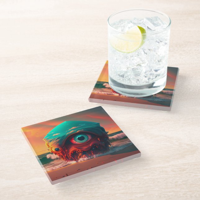 Bloody Eyes Glass Coaster (Angled)