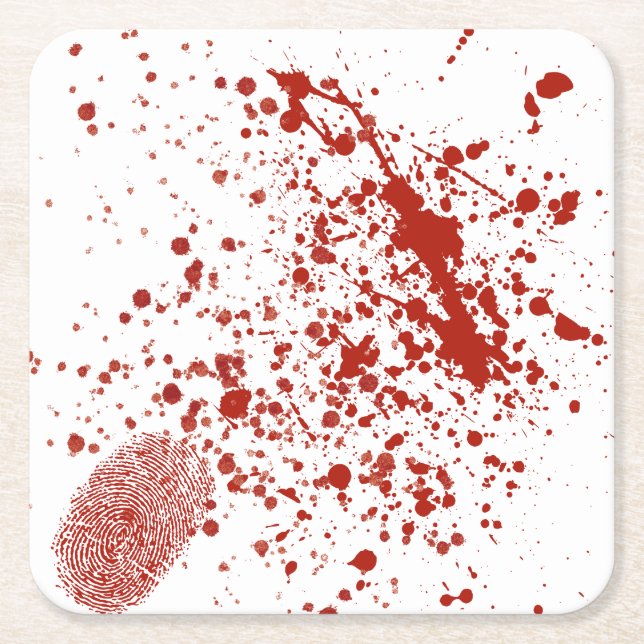bloody fingerprint square paper coaster (Front)
