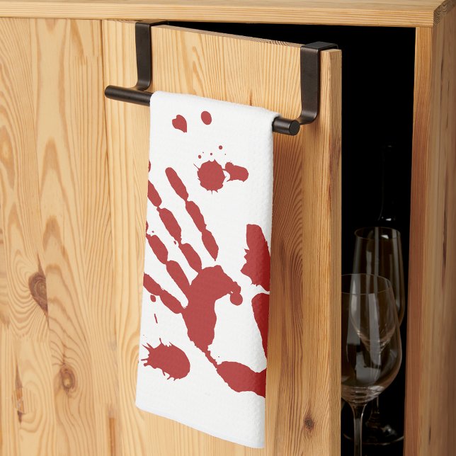 Bloody Hand Print Blood Spatter Halloween Props Tea Towel (Creator Uploaded)