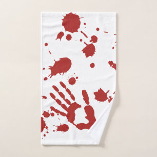 Bloody Hand Print Spatter Halloween Towel