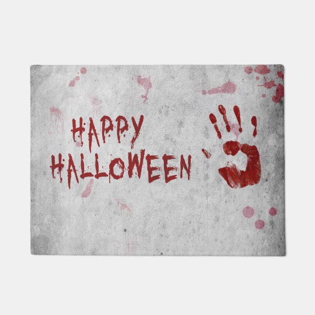 Bloody Handprint Halloween Doormat (Front)