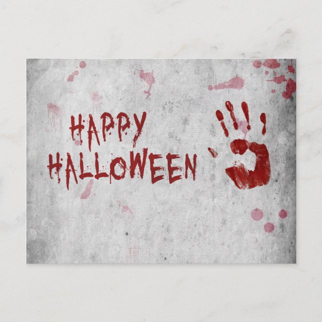 Bloody Handprint Halloween Postcard (Front)
