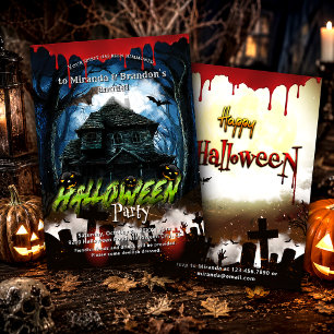 Bloody Haunted House Graveyard Halloween Party Invitation