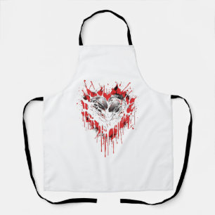 Bloody Heart Gothic Goth Black Hearts Apron