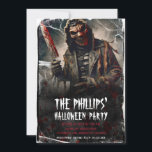 Bloody Knife & Scary Halloween Mask Party Invitation<br><div class="desc">Customise for any event</div>