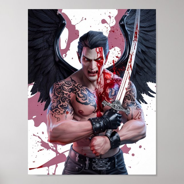 Bloody Male Vampire Warrior Poster Art (Front)