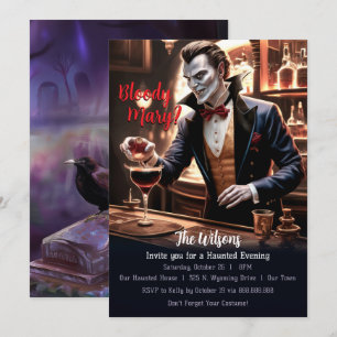 "Bloody Mary Anyone?, Vampire Halloween Party Invitation