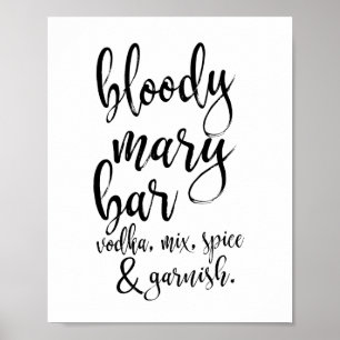Bloody Mary Bar Black and White 8x10 Wedding Sign