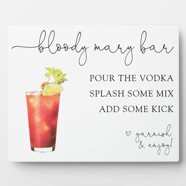 Bloody Mary Bar Drink Sign Plaque (Front)
