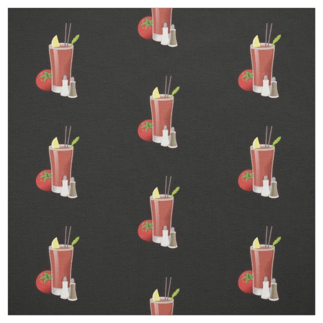 Bloody Mary Cocktail Pattern Fabric (Swatch)