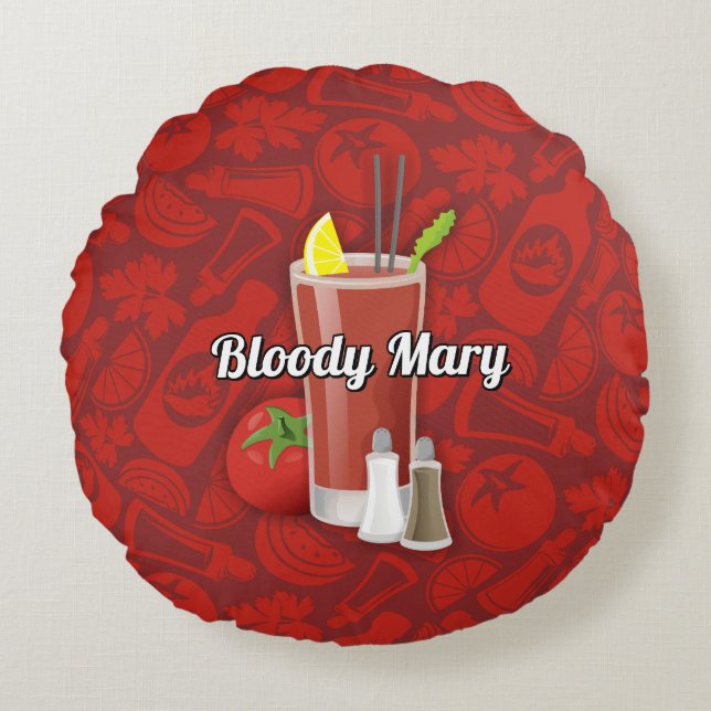 Bloody Mary Cocktail Round Cushion (Front)