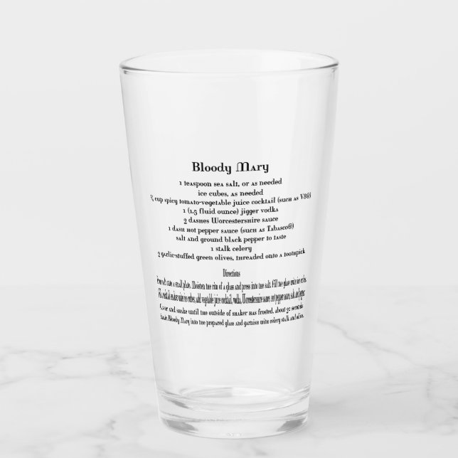 Bloody Mary Recipe Glass (Front)