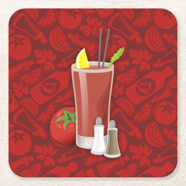 Bloody Mary Square Paper Coaster (Front)