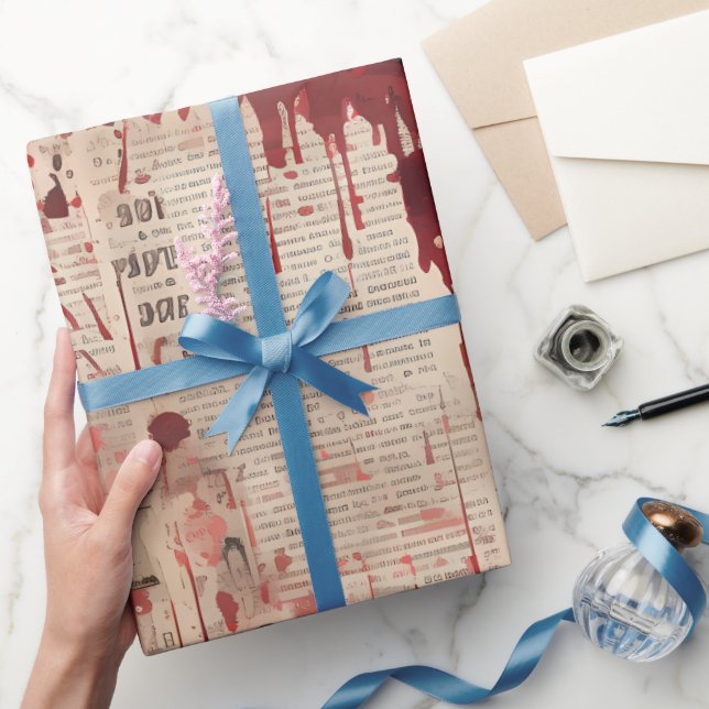 Bloody Newspaper Print Wrapping Paper (Gifting)