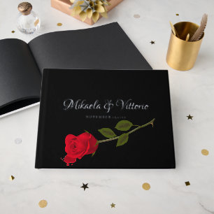 Bloody Rose Elegant Black Gothic Wedding Guest Book