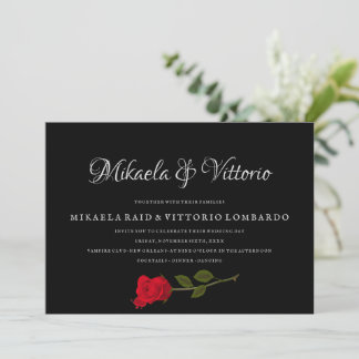 Bloody Rose elegant black Gothic wedding Invitation