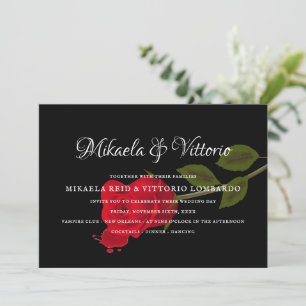 Bloody Rose Elegant Black Gothic wedding Invitation
