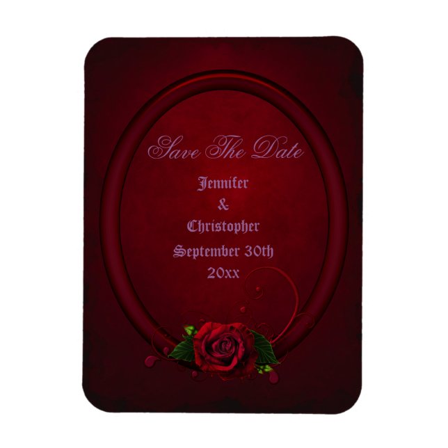Bloody Rose Frame Save The Date Goth Wedding Magnet (Vertical)
