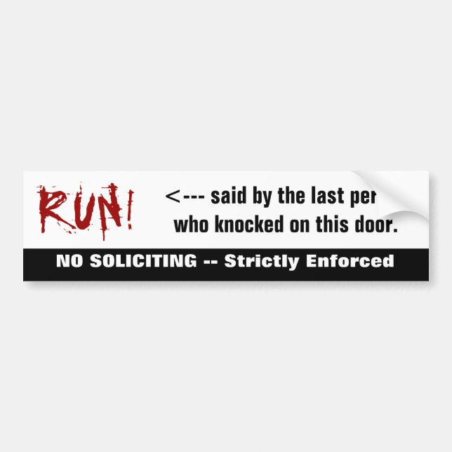 Bloody RUN! No Soliciting Sticker (Front)
