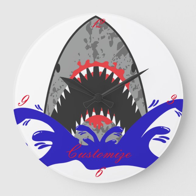 Bloody Shark Jaws Thunder_Cove Large Clock (Front)