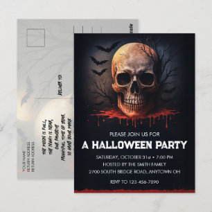 Bloody Skull Halloween Party Invitation Postcard
