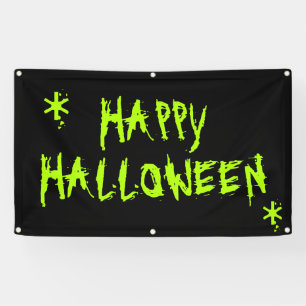 Bloody slimy green Happy Halloween black banner