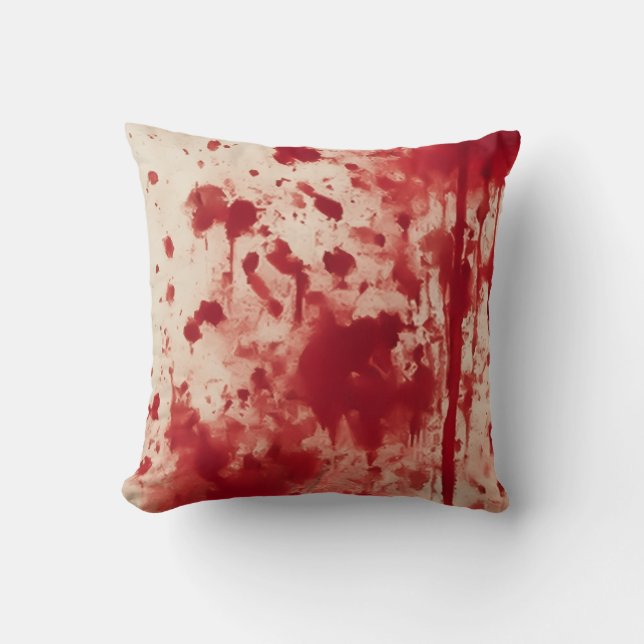 Bloody Spatter Halloween Throw Pillow (Front)