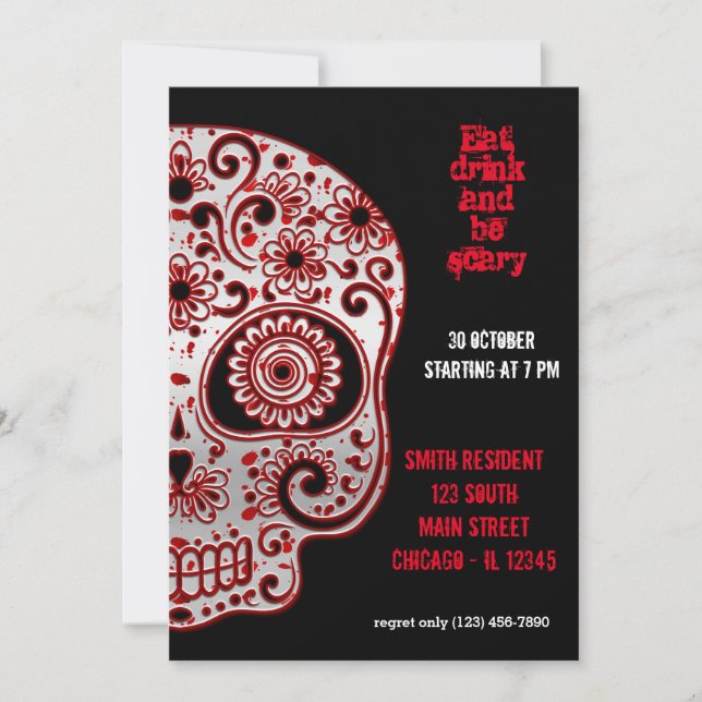 Bloody Sugar Skull Invitation (Front)