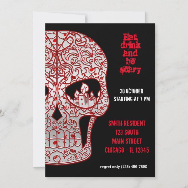 Bloody Sugar Skull Invitation (Front)