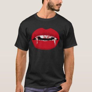Bloody Vampire Lip Creepy Halloween Horror  Costum T-Shirt