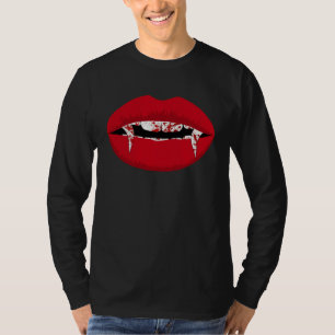 Bloody Vampire Lip Creepy Halloween Horror  Costum T-Shirt