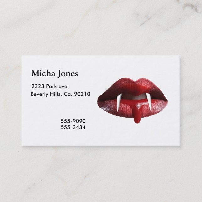 Bloody Vampire Red Lipstick Lips Business Card (Front)