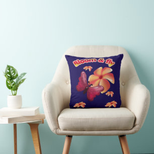 Bloom and Fly Butterfly Flower Aesthetic Cute Insp Cushion