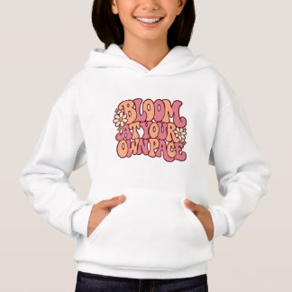 Bloom At Your Own Pace Retro Pink Kids Teen Pullov