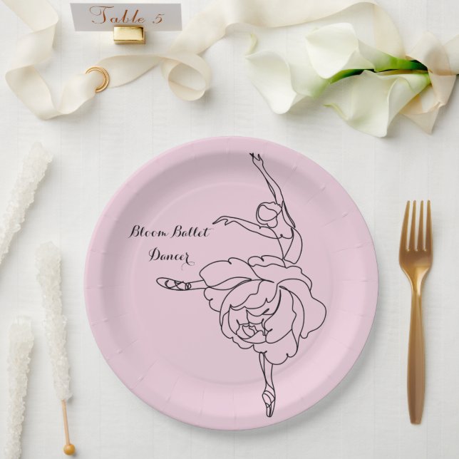 Bloom Ballet Dancer With Floral Touch Customised   Paper Plate (Wedding)
