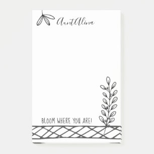 Bloom! Black and White Floral Illustration Post-it Notes