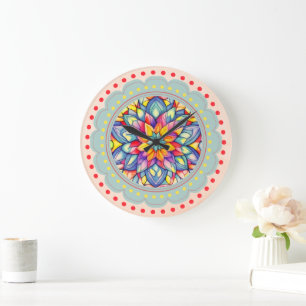 Bloom Bliss Colourful Flower  Large Clock