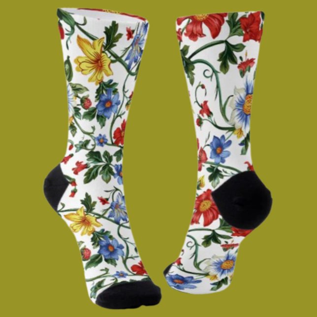 Bloom Boldly | Colourful Floral Pattern Crew Socks (Creator Uploaded)
