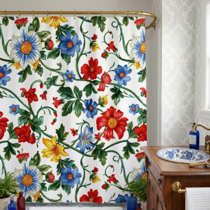Bloom Boldly   Vibrant Floral Pattern Shower Curtain