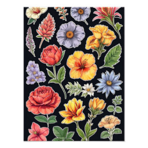 Bloom Burst: A Vibrant Floral Design Photo Print